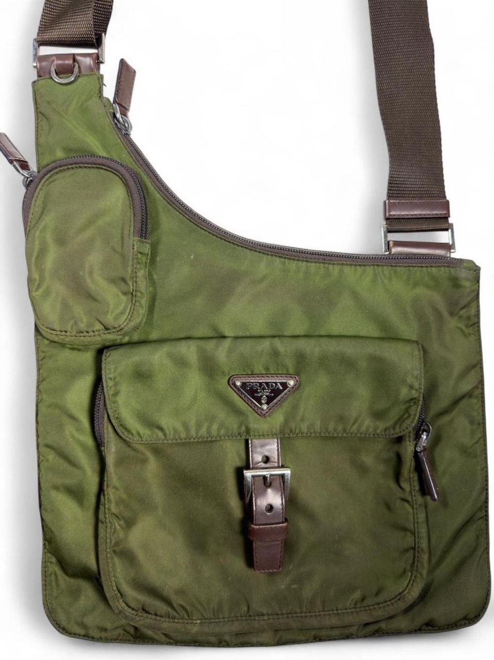 Vintage Prada Tessuto Nylon Asymmetrical Sling Cargo Crossbody Bag - Picture 2 of 8